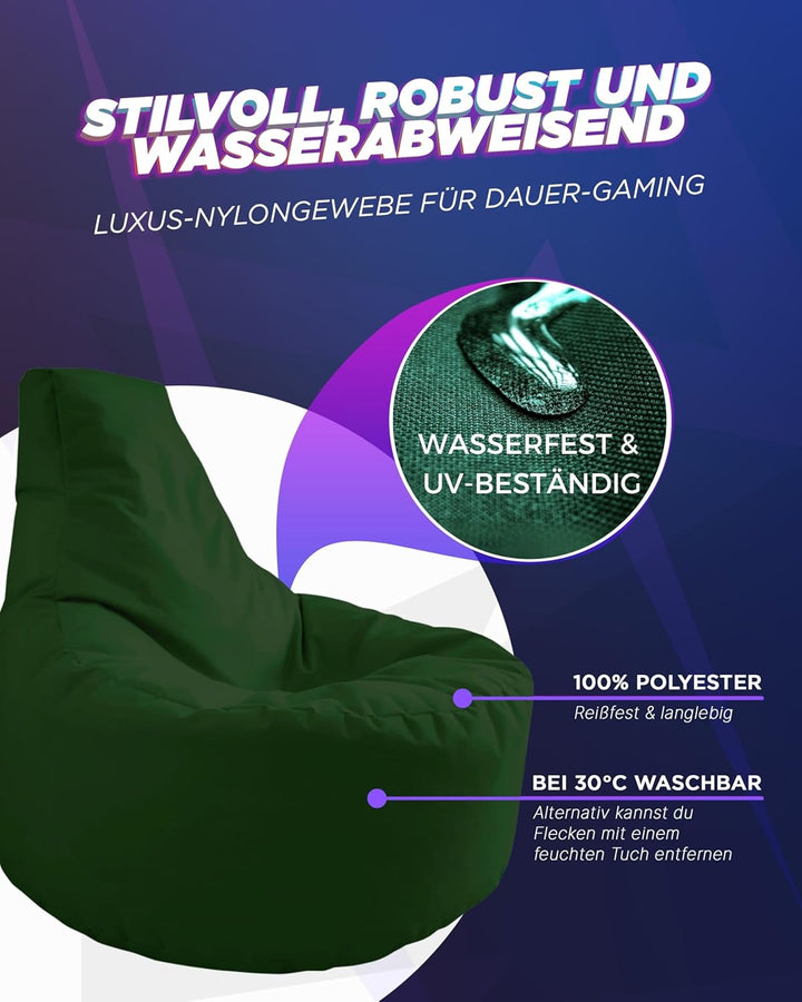 PATCH HOME Gamer Sessel mit Reissverschluss Lounge Kissen Sitzsack Sitzkissen Bean Bag In & Outdoor