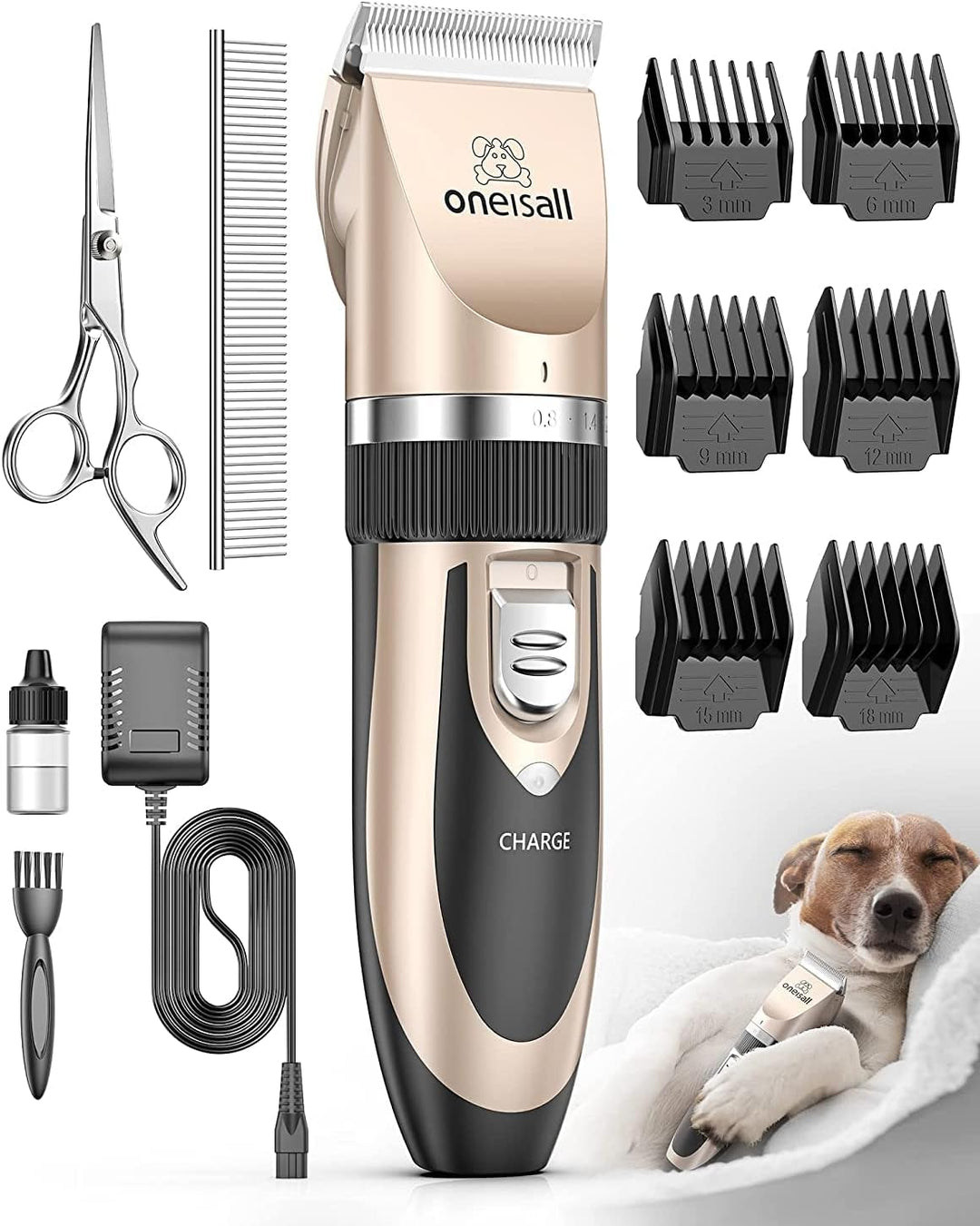 oneisall Leise Hundeschermaschine Profi Schermaschine Hund Katze Tierhaarschneidemaschine Elektrisch