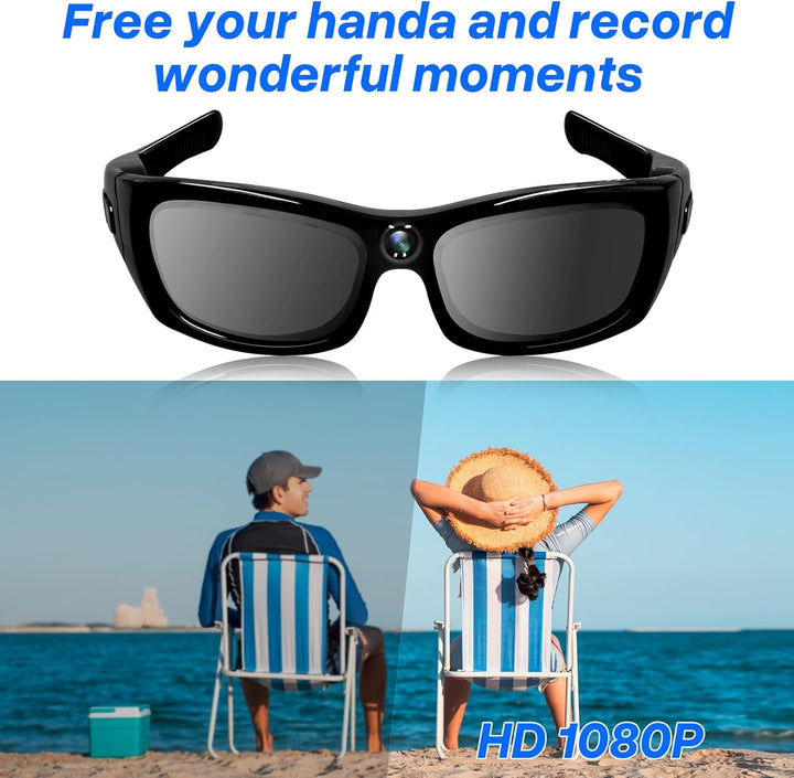 Sport Brillenkamera,Brille mit Kamera HD 1080P Action Cam,Bluetooth Sonnenbrille Sport Kamera Mini A