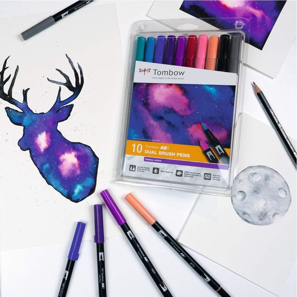 Tombow ABT Dual Brush Pen, Galaxy Colors, Stift mit zwei Spitzen, perfekt fürs Hand-Lettering und Bu