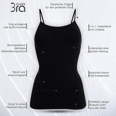 UnsichtBra 3er Pack Damen Shape Unterhemden | Spaghettiträger Basic Top Unterhemd | Mikrofaser Spagh