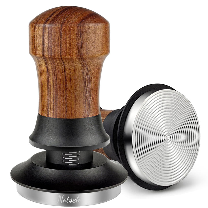NOTSEK Tamper 51mm, Walnuss Espresso Tamper, Kaffee Tamper mit 304 Edelstahl Base für Siebträger Bar