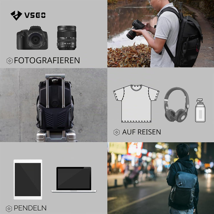 VSGO Camera Backpack Professional DSLR/SLR 20L Large Capacity Backpack Compatible with Sony Canon Ni