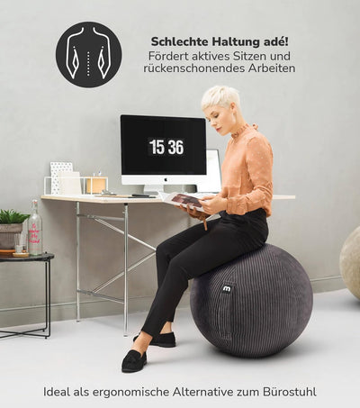 mokebo Stoff Sitzball Büro ergonomisch 'Der Sportliche', Sitzball mit Pumpe oder Pezziball mit Stoff