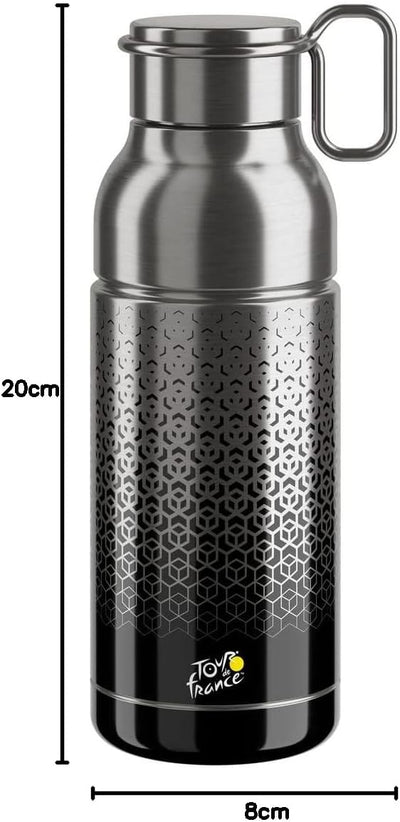 Elite Unisex – Erwachsene Mia INOX Trinkflasche, Schwarz,Silber, 650 ml