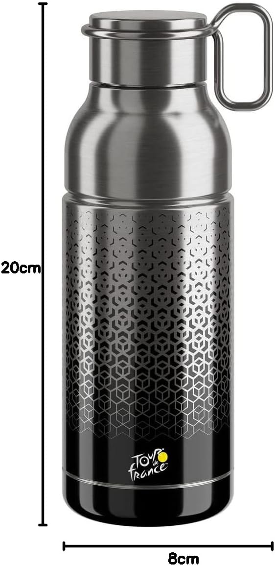 Elite Unisex – Erwachsene Mia INOX Trinkflasche, Schwarz,Silber, 650 ml
