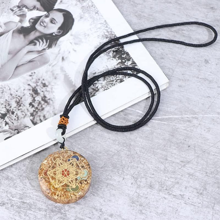 LXMYLI Orgone Metatron Cube Merkaba Anhänger Halskette, 7 Chakren Orgonite Om Yoga Healing Meditatio