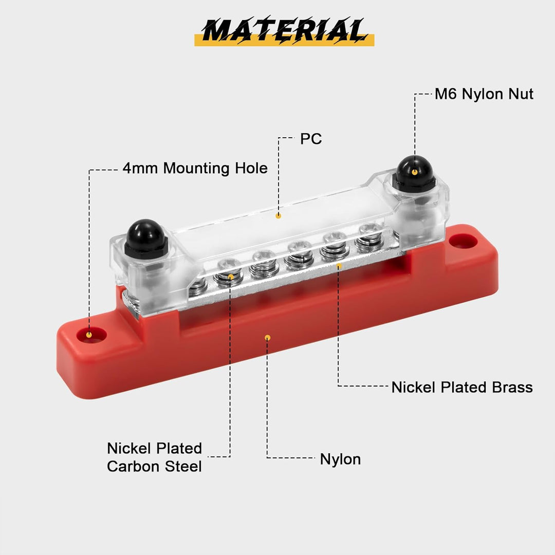 GUNGY Sammelschiene 12V-48V DC Sammelschienen Verteilerblock 150A Busbar Stromverteilungsblock mit 6