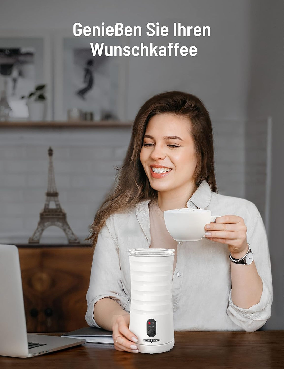 PARIS RHÔNE Milchaufschäumer Elektrisch 4-in-1 Milchschäumer für Heisser und Kalter Milchschaum, War