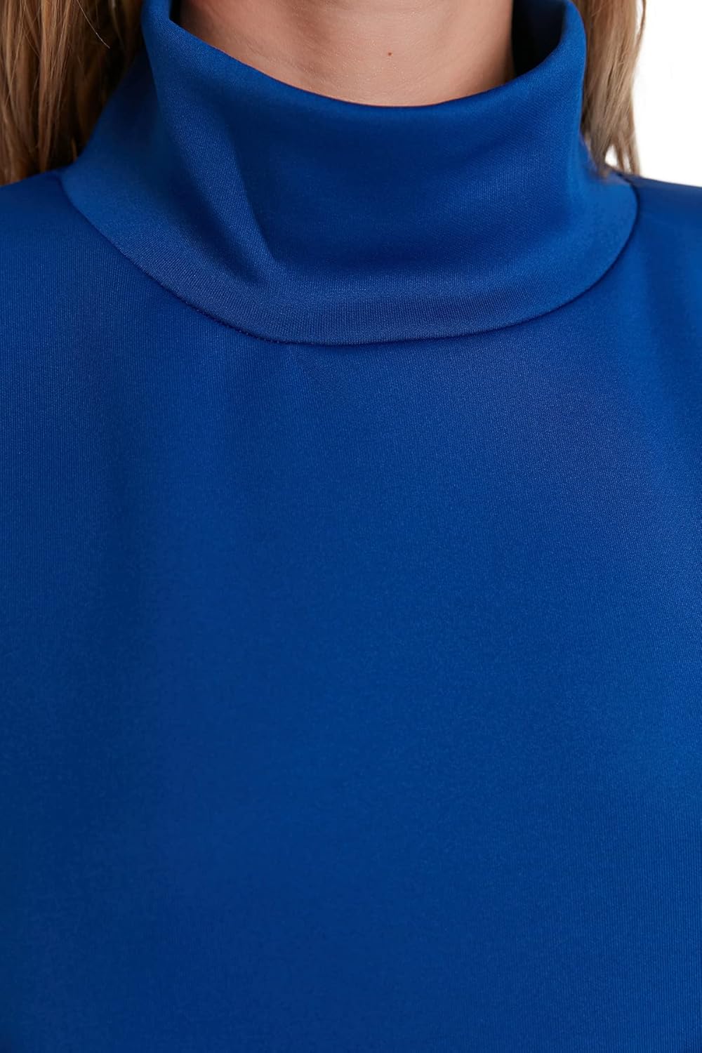 TRENDYOL Damen Woman Midi Bodycon Rollkragen Trikot Kleid, Blue, S