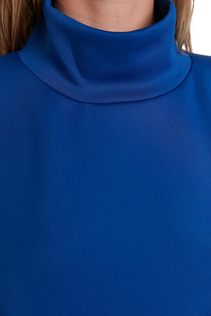TRENDYOL Damen Woman Midi Bodycon Rollkragen Trikot Kleid, Blue, S