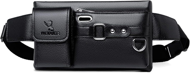 FANDARE Sling Bag Leder Brusttasche Umhängetasche Schultertasche Herren Bauchtasche Tasche Rucksack