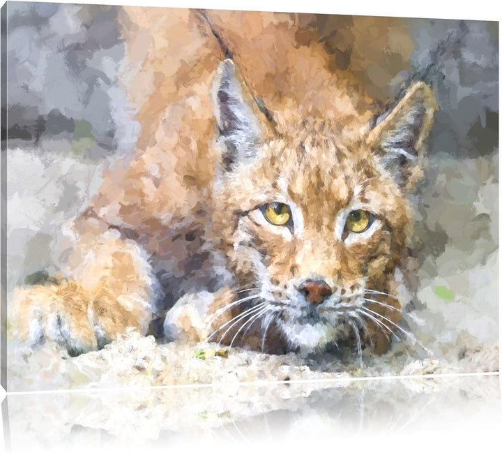 wachsamer Luchs Deluxe Format: 100x70 cm auf Leinwand, XXL riesige Bilder fertig gerahmt mit Keilrah