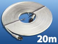 Fibrionic Network Solutions LAN Kabel dünn: Netzwerk-Kabel Cat5e flach, weiss, 20m (LAN Kabel flach,