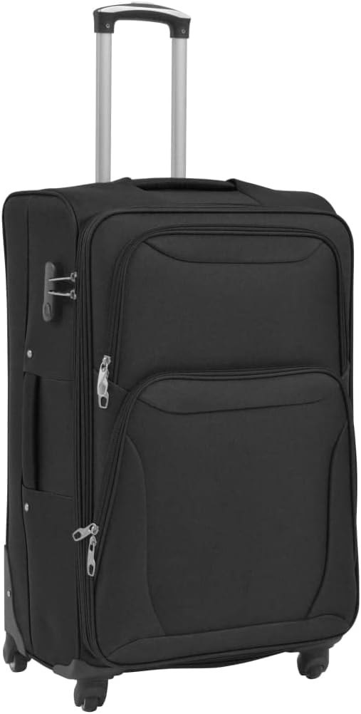 vidaXL 3X Reisekoffer Schwarz Weichgepäck Trolley Handgepäck Kofferset Koffer, Schwarz