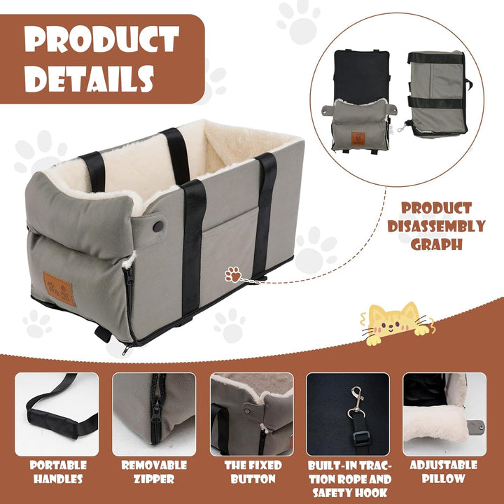 Autositz Für Hunde Katzen Konsole Hunde Sitzerhöhung abnehmbare waschbare Mittelkonsole Haustier-Aut