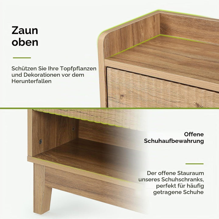 Tribesigns Schuhschrank Schmal, Schuhkipper Schuhregal mit Regalen, 2 Schubladen mit Klappschutz Hol
