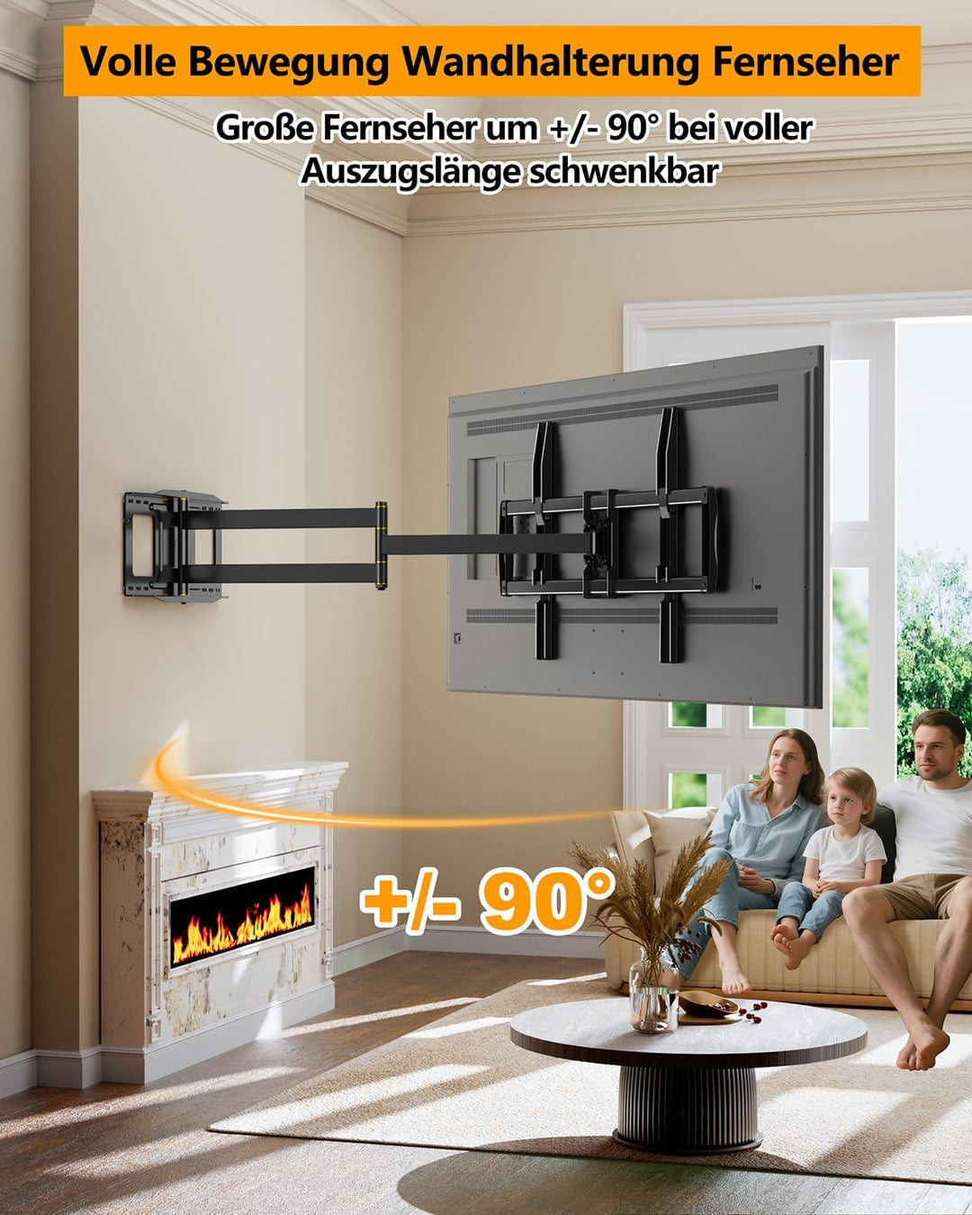 TV Wandhalterung mit 1090mm Langem Arm für 42-110 Zoll Fernseher bis 80kg WHYFONE Heavy Duty XXL Fer