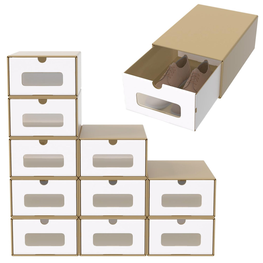 ACXIN Schuhboxen Stapelbar Boxen-Set,Aufbewahrungsbox Schubladen mit Transparentes Sichtfenster,Papp