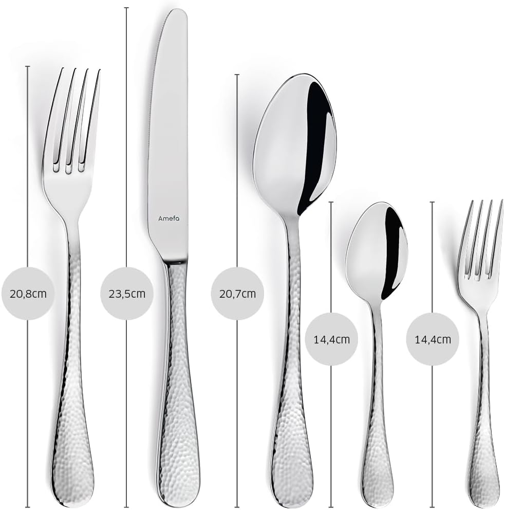 Amefa SIERRA Besteck Set 6 Personen | 30-teilig | Edelstahl 18/10 satiniert | gehämmerte Griffe | Es