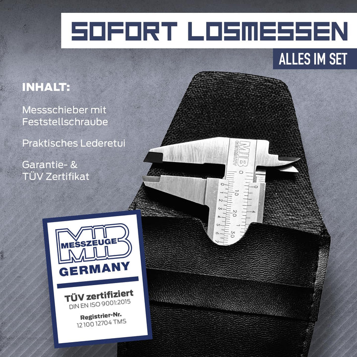 MIB Messschieber mit Feststellschraube DIN 862 200mm | Schieblehre rostfreier Stahl | Analog Messsch