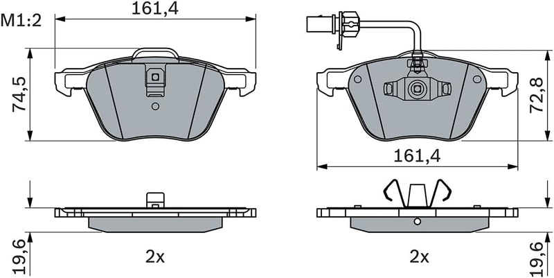 Bosch BP352 Bremsbeläge - Vorderachse - ECE-R90 Zertifizierung - vier Bremsbeläge pro Set