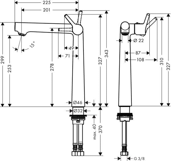 hansgrohe Wasserhahn Talis S (Armatur mit Auslauf Höhe 250 mm, ohne Ablaufgarnitur) Chrom