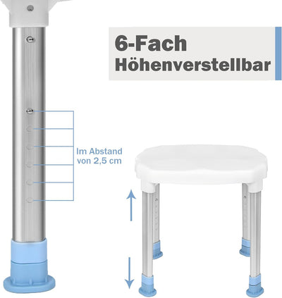 UISEBRT Duschstuhl Duschhocker Höhenverstellbar Badhocker mit Anti-Rutsch-Gummifüsse, Duschhilfe Dus