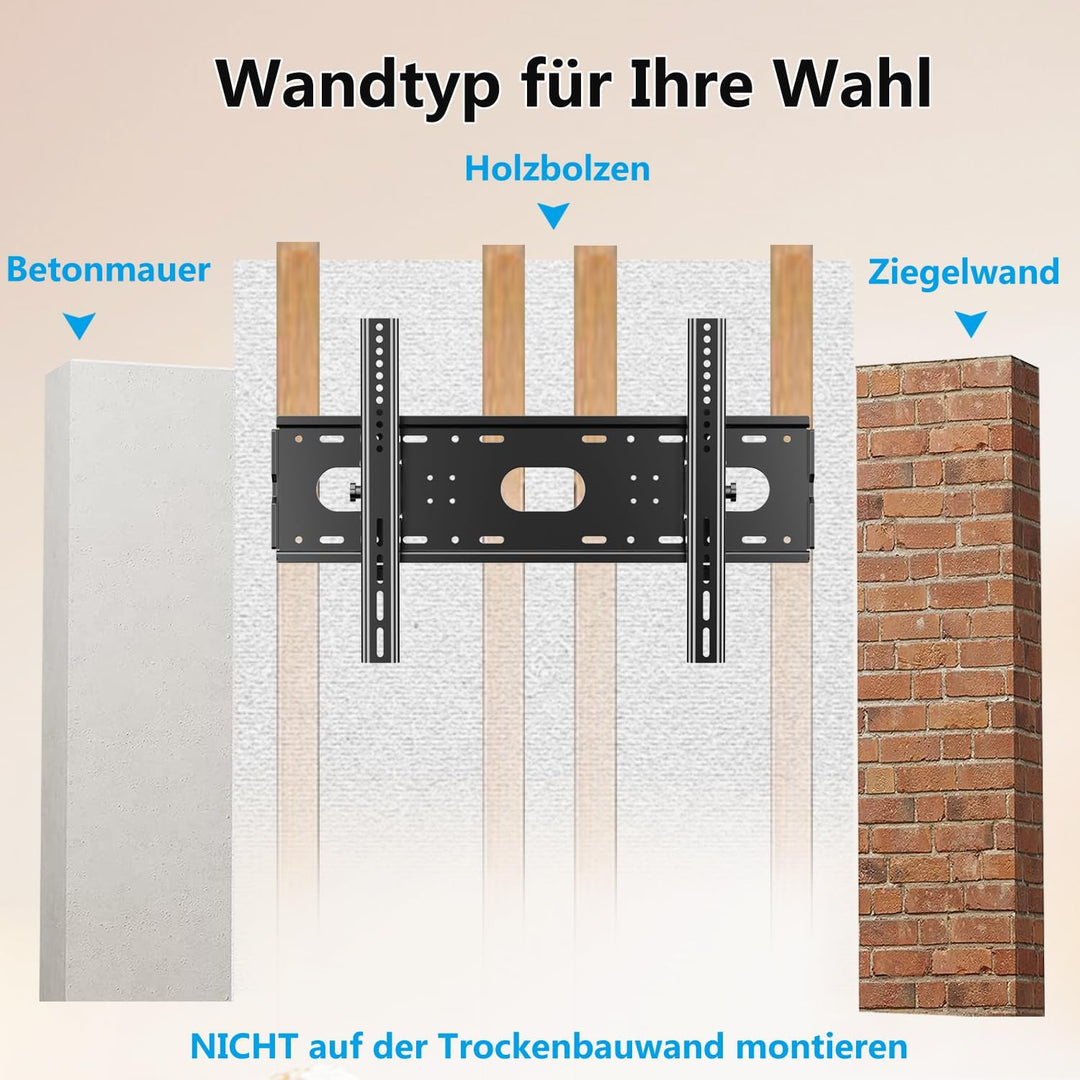 JXMTSPW TV Wandhalterung Neigbare für 42-85 Zoll, Universal TV Halterung LCD LED OLED Flach Curved T