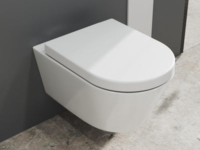 SSWW | Weisses Hänge-WC mit Absenkautomatik & abnehmbaren WC-Sitz, ohne Spülrand, mit Nanobeschichtu