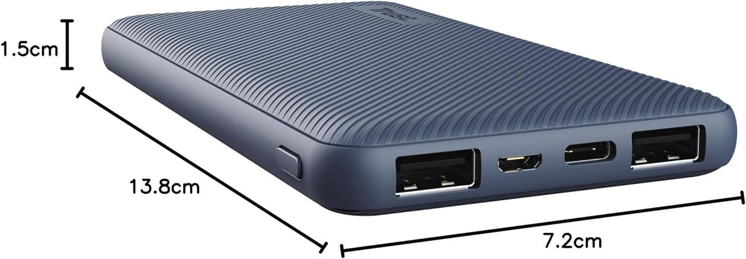 Trust Mobile Primo Dünne Powerbank Schnellladefunktion 10000 mAh, Nachhaltig, USB C Externer Akku, T