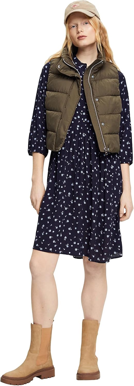 ESPRIT Florales Midikleid mit Knöpfen 32 Navy, 32 Navy