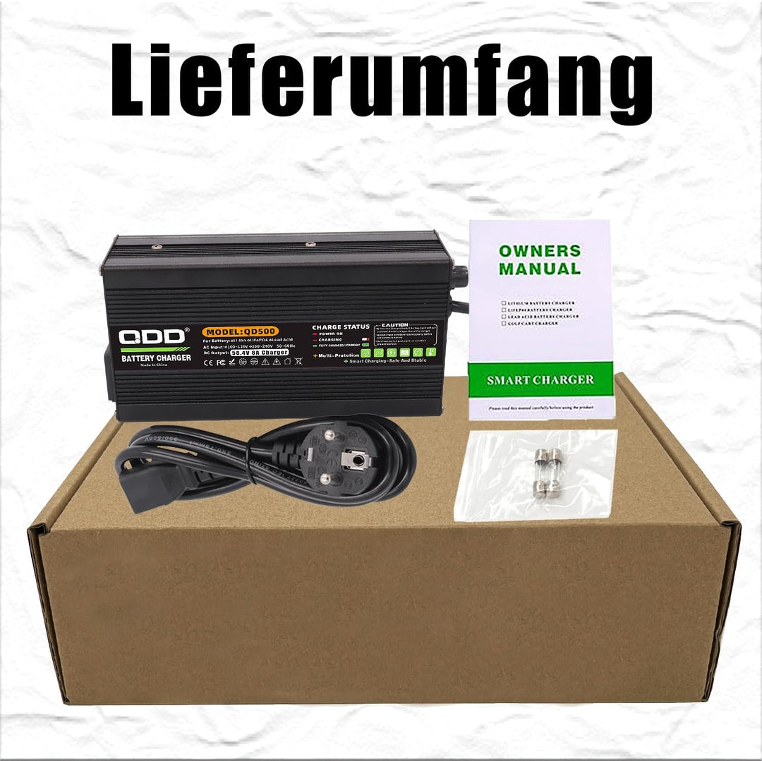 58,4 V 8 A LiFePO4-Ladegerät für LiFePO4 16S 48 V Batterie, Blacklack-Aluminiumgehäuse mit Sicherhei