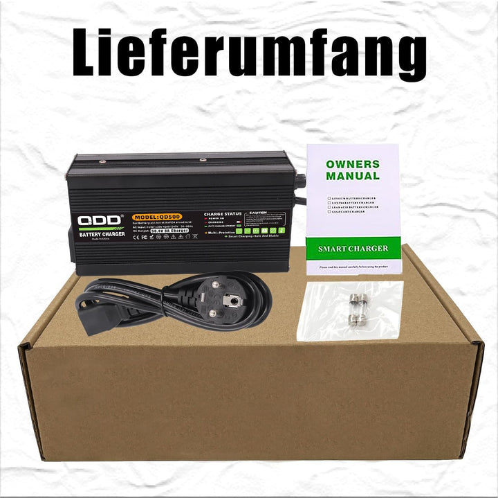 58,4 V 8 A LiFePO4-Ladegerät für LiFePO4 16S 48 V Batterie, Blacklack-Aluminiumgehäuse mit Sicherhei