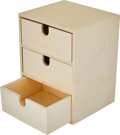 Rayher 62382000 Holz Kommödchen/Schubladenbox, 3 Schubladen, 21.5 x 14.5 x 16 cm, FSC Mix Credit