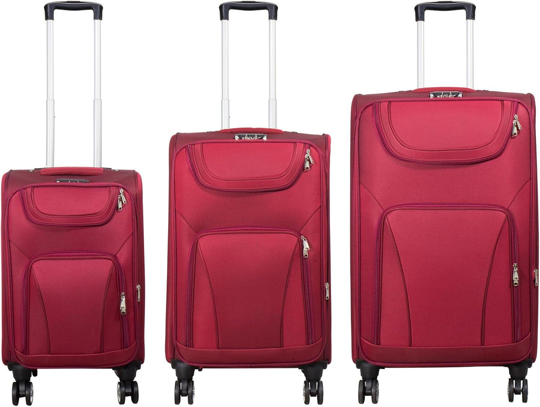 Trendyshop365 Weichgepäck Koffer-Set 3-teilig Maribor 4 Rollen Zahlenschloss Rot Kofferset 3 teilig