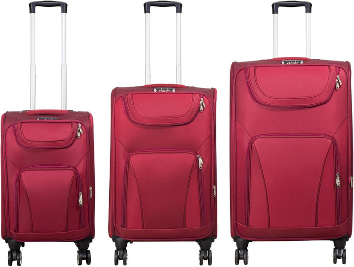 Trendyshop365 Weichgepäck Koffer-Set 3-teilig Maribor 4 Rollen Zahlenschloss Rot Kofferset 3 teilig