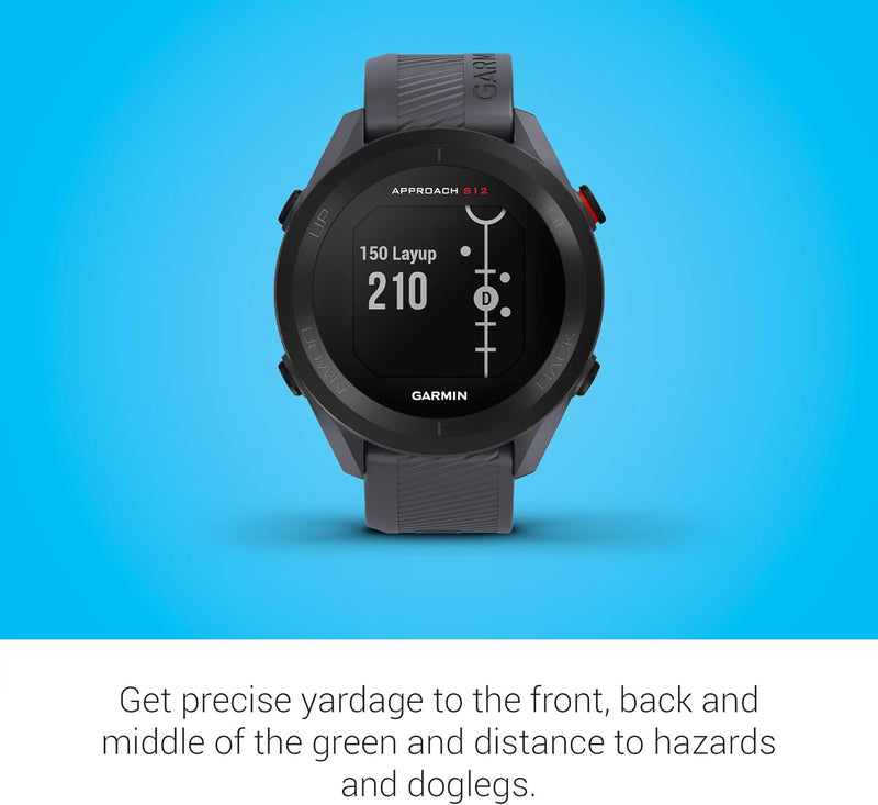 Garmin Approach S12, einfach zu bedienende GPS-Golf-Uhr, 42k+ vorinstallierte Plätze, Granitblau, 01