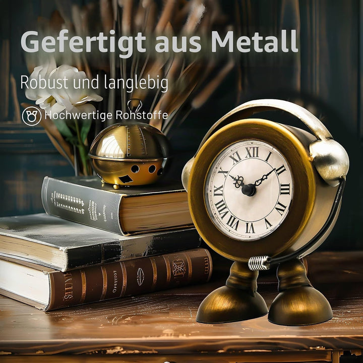 YOUKI Roboter Kaminuhr,Standuhr Klein,Tischuhr Vintage,Standuhren for Wohnzimmer und Schlafzimmer，Ka
