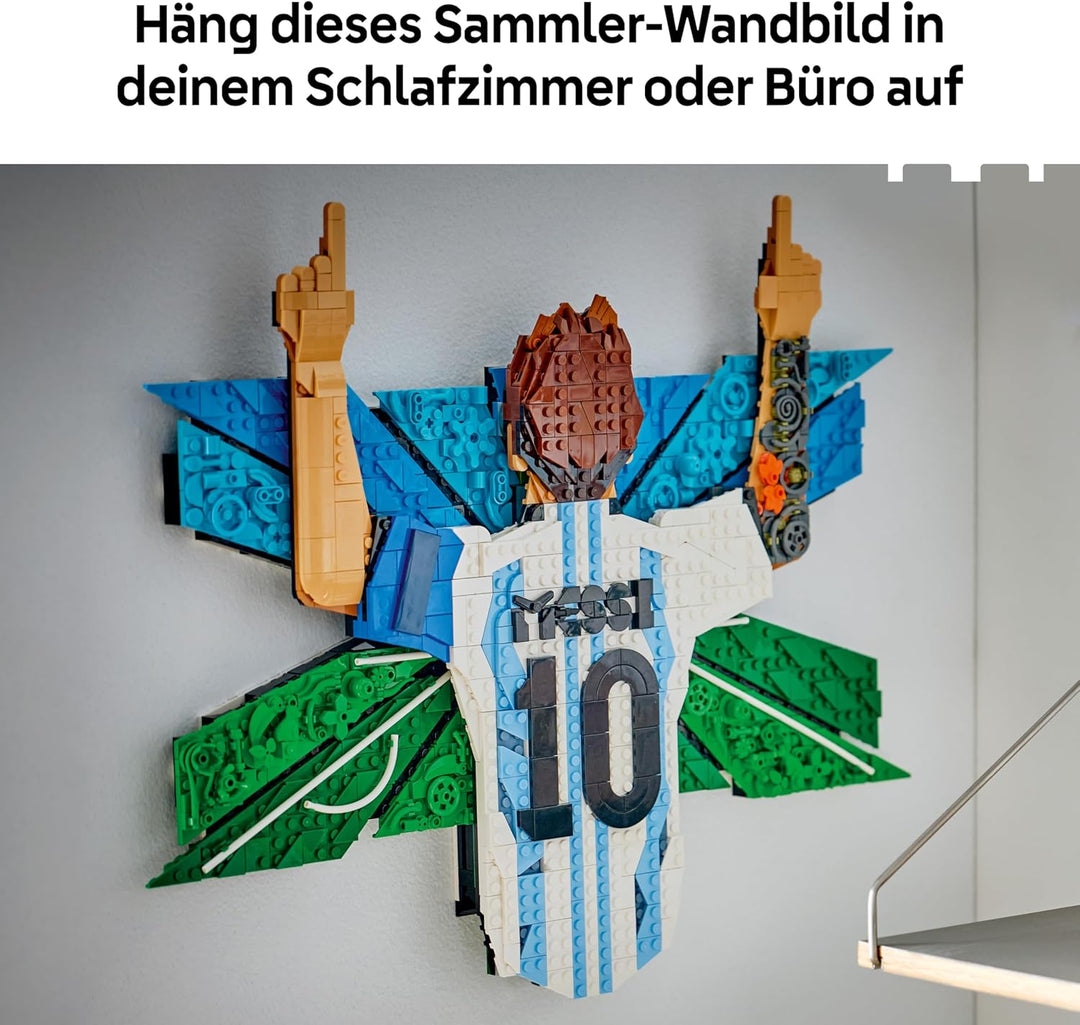 LEGO Editions Lionel Messi – Torjubel - 3D DIY Wandbild Set - DIY Deko für Kinder - Fussball Geschen