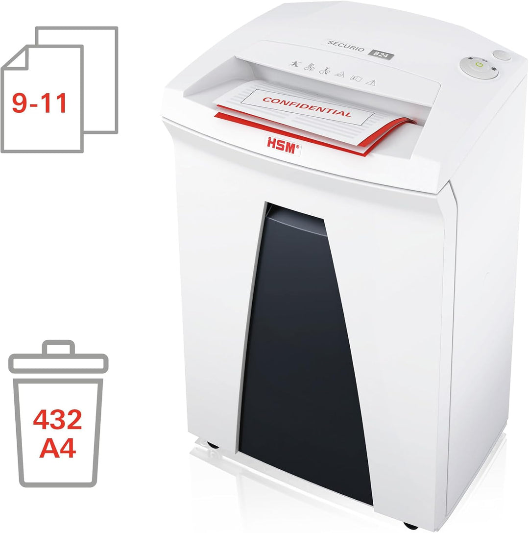 Aktenvernichter HSM SECURIO B24, Sicherheitsstufe P-5, 11 Blatt (Partikelschnitt), mit automatischem
