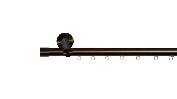 Tilldekor Innenlauf Gardinenstange HIGH-LINE ANDRAX, 1-Lauf, braun-antik, Ø 20 mm, 240 cm, inkl. Trä