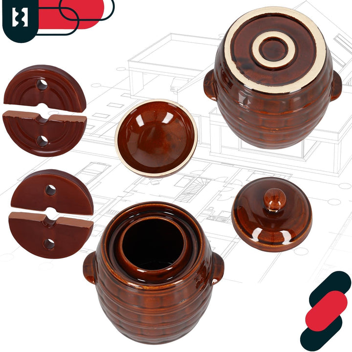 KOTARBAU® Gärtopf 5 L Steinguttopf mit Deckel und Beschwerungsstein Hermetisch Sauerkrauttopf Gurken