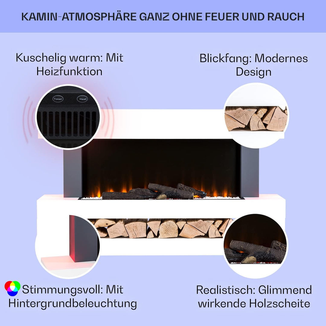 Klarstein Elektrokamin, Elektro Heizungen für Wohnzimmer & Innenräume, Elektrischer Kamin mit LED Fl