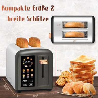 SEEDEEM Toaster 2 Slice, Stainless Toaster LCD Display&Touch Buttons, 50% Faster Heating Speed, 6 Br