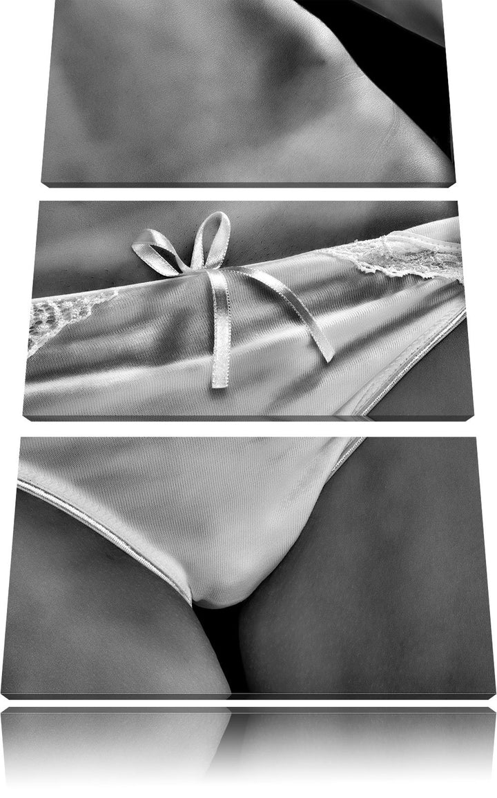 Pixxprint Sexy weisse Dessous als Leinwandbild/Grösse: 3 Teilig (120x80) cm/Wandbild/Kunstdruck/fert