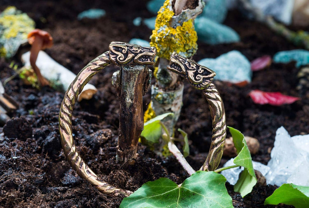 Windalf Vintage Vikings Armreif THORA Ø 5.7 cm Ethno Bohemia Drachen Armschmuck Hochwertige Bronze