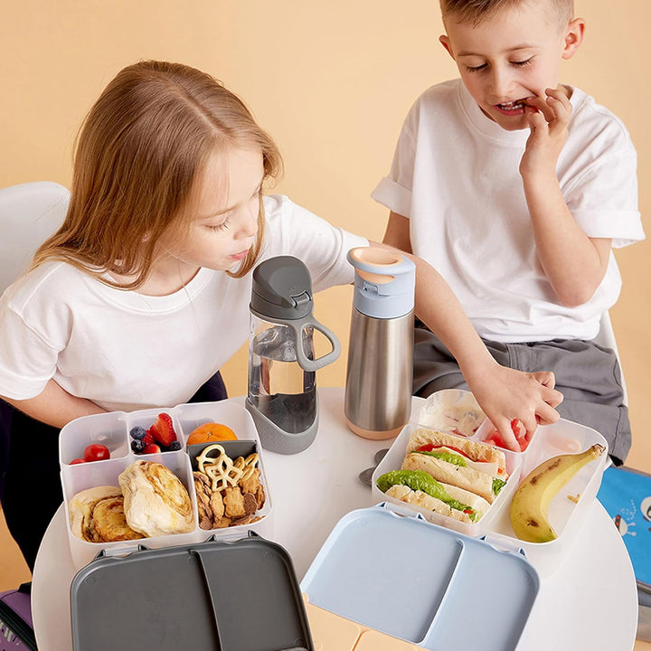 b.box Brotdose | Grosse Bento-Box mit 4 Fächern (2 auslaufsicher), herausnehmbarer Trenner, Gel-Kühl