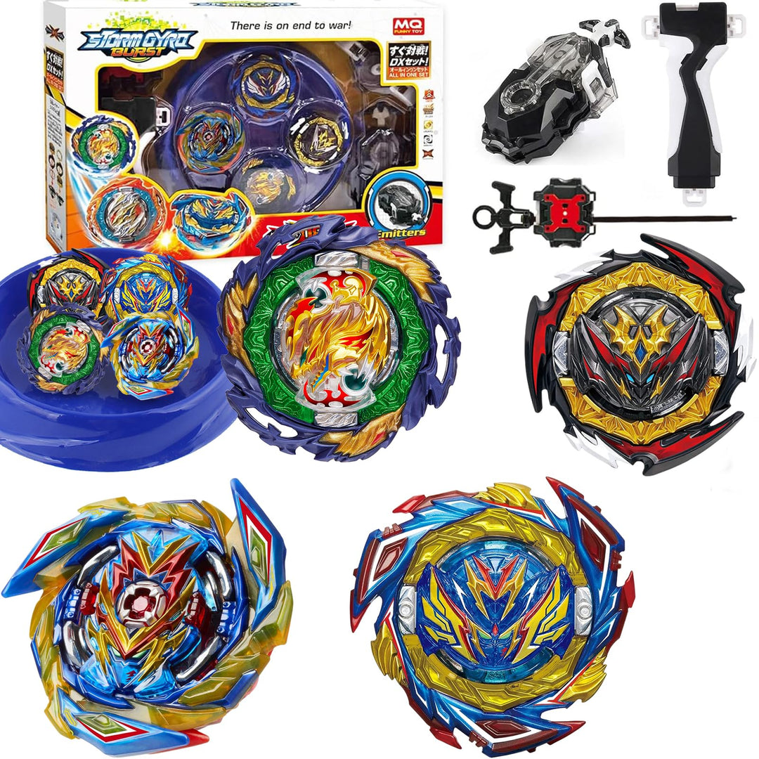 Desamvap Bey Battling Tops Burst Kampfkreisel 4 Metal Fusion Spinning Kreisel Set, 2 L/R Launcher St