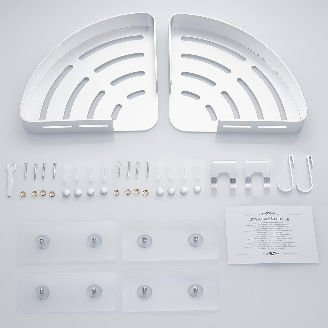 GERUIKE Duschablage Ohne Bohren Duschkorb Duschregal Ecke Wandmontage Klebepad Silber Aluminium 2 St